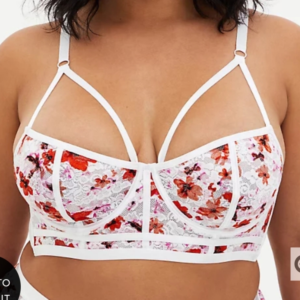 🆕FLORAL LACE STRAPPY UNDERWIRE LONGLINE BRALETTE
